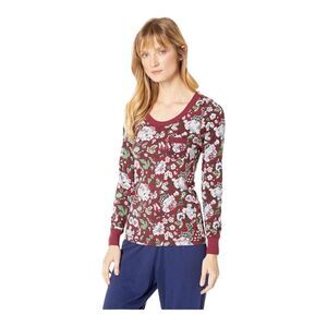 Vera Bradley Womens Bordeaux Blooms Henley Pajama Top Floral Large NWT